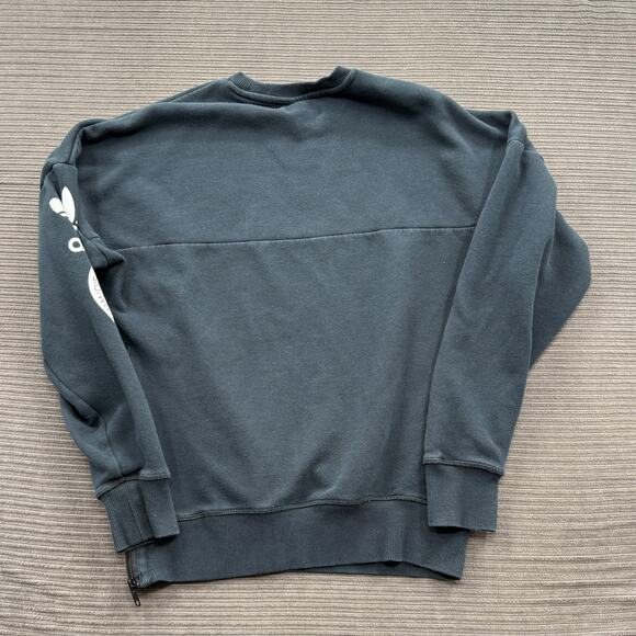 Adidas Sweatshirt Mens Small Crewneck Zip Hem Pullover Trefoil Graphic Athletic - Picture 2 of 10